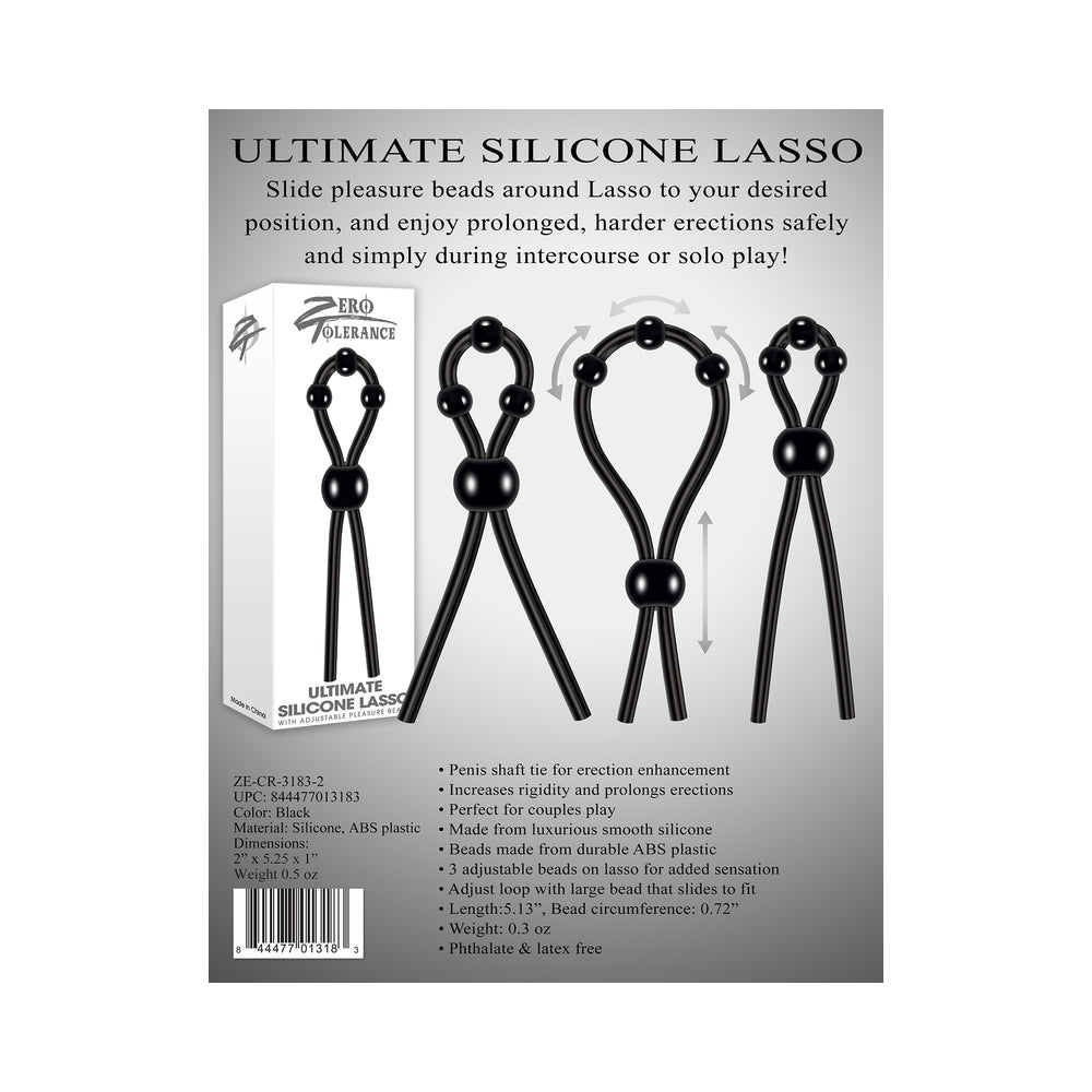 ZERO TOLERANCE - ULTIMATE SILICONE LASSO ADJUSTABLE COCKRING BLACK