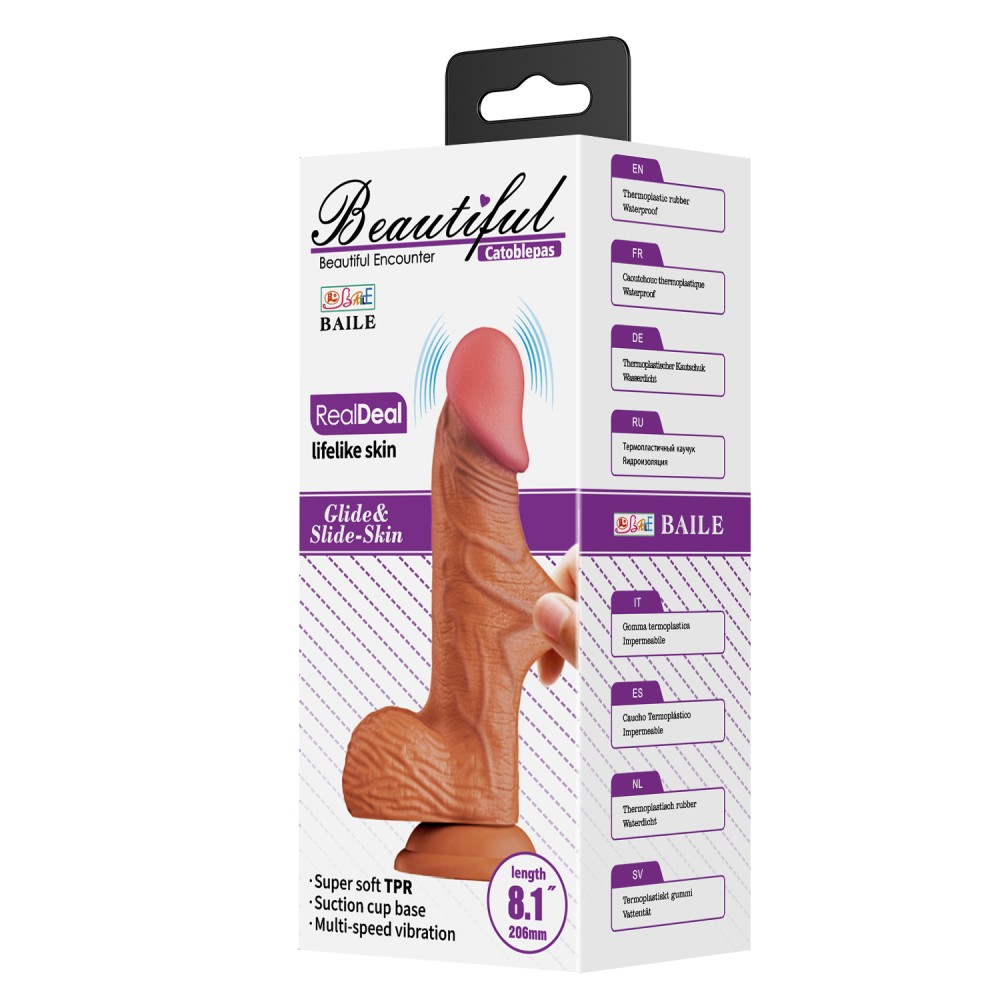 DEBRA - BEAUTIFUL CATOBLEPAS 8,1 " VIBRATING DILDO BROWN