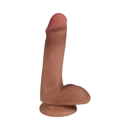 CURVE TOYS EASY RIDERS 6 IN. DUAL DENSITY DILDO WITH BALLS & SUCTION CUP TAN