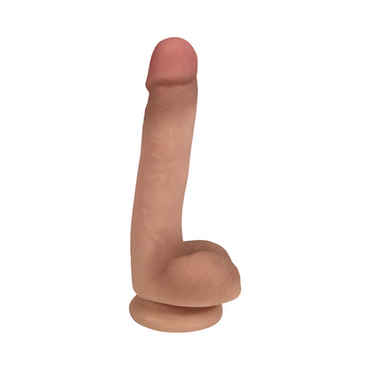 CURVE NOVELTIES - CURVE TOYS EASY RIDERS 7 IN. DUAL DENSITY DILDO WITH BALLS & SUCTION CUP BEIGE