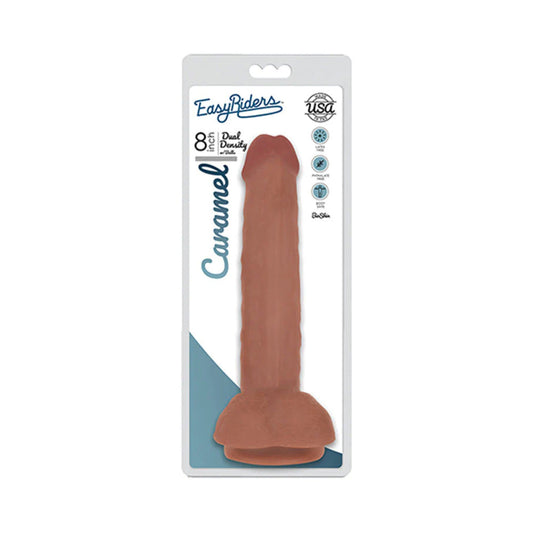 CURVE NOVELTIES - CURVE TOYS EASY RIDERS 8 IN. DUAL DENSITY DILDO WITH BALLS & SUCTION CUP TAN
