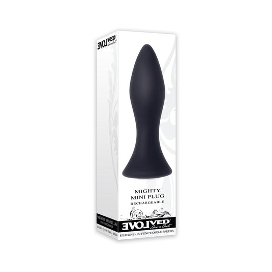 EVOLVED MIGHTY MINI RECHARGEABLE VIBRATING SILICONE ANAL PLUG BLACK