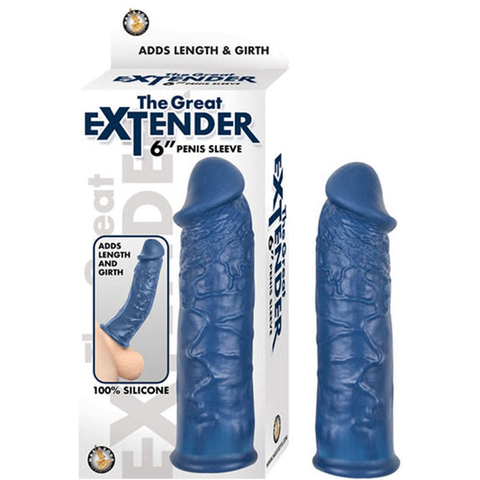 NASSTOYS - THE GREAT EXTENDER GAINE PÉNIENNE 6 POUCES EN SILICONE BLEU