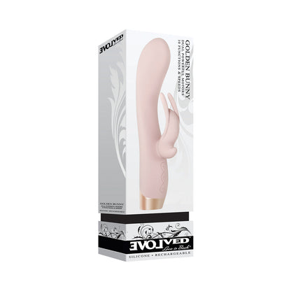 EVOLVED GOLDEN BUNNY RECHARGEABLE SILICONE RABBIT VIBRATOR LIGHT PINK/ROSE GOLD