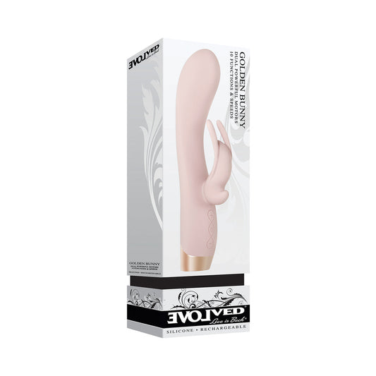 EVOLVED GOLDEN BUNNY RECHARGEABLE SILICONE RABBIT VIBRATOR LIGHT PINK/ROSE GOLD