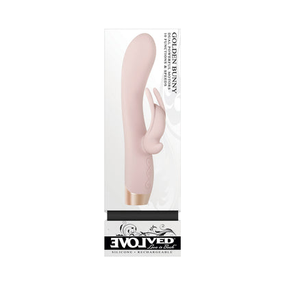 EVOLVED GOLDEN BUNNY RECHARGEABLE SILICONE RABBIT VIBRATOR LIGHT PINK/ROSE GOLD