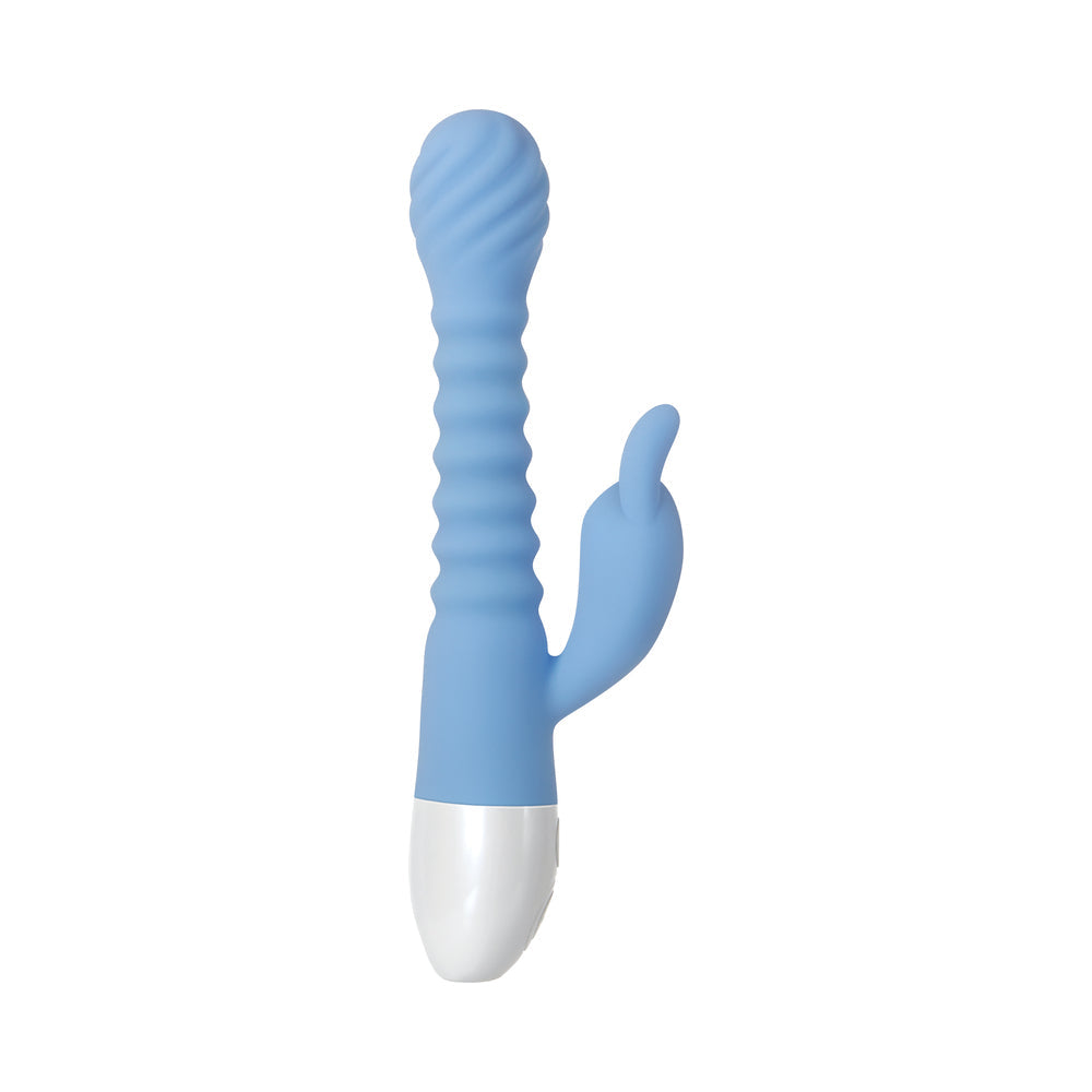 EVOLVED BENDY BUNNY RECHARGEABLE POSEABLE SILICONE RABBIT VIBRATOR BLUE