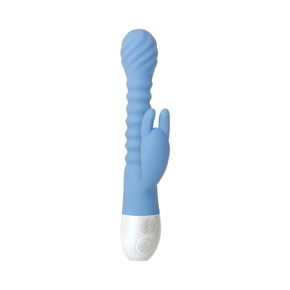 EVOLVED BENDY BUNNY RECHARGEABLE POSEABLE SILICONE RABBIT VIBRATOR BLUE