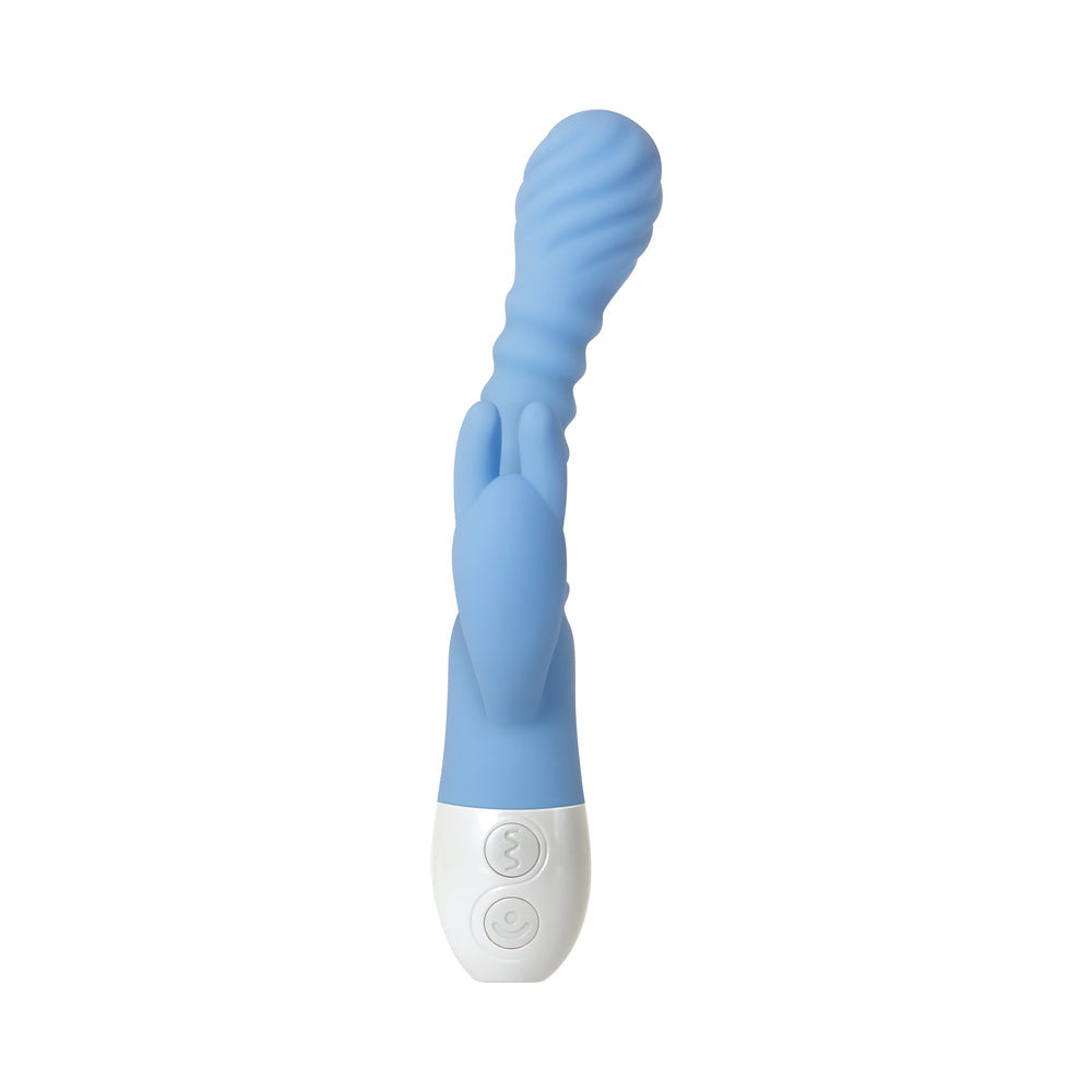 EVOLVED BENDY BUNNY RECHARGEABLE POSEABLE SILICONE RABBIT VIBRATOR BLUE