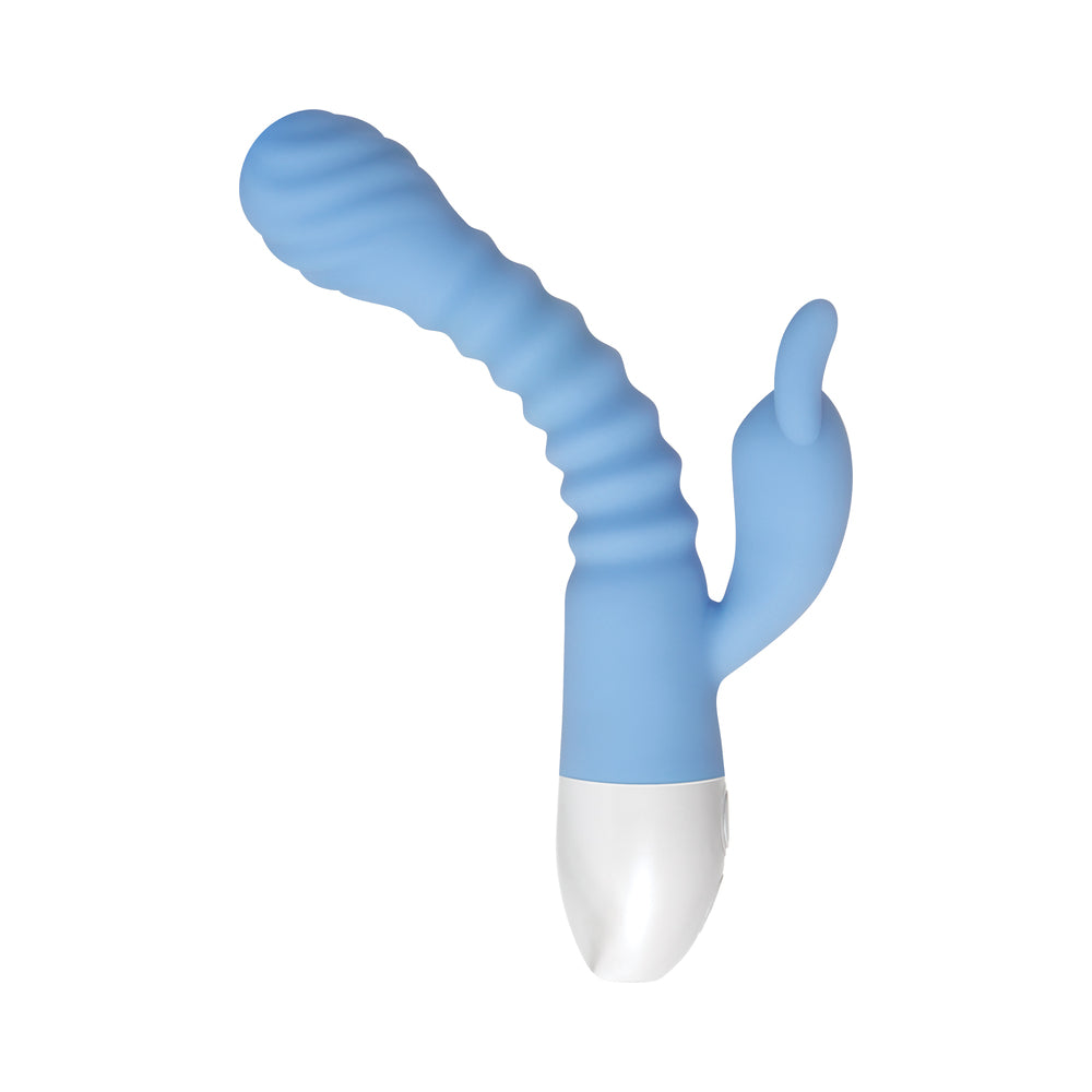 EVOLVED BENDY BUNNY RECHARGEABLE POSEABLE SILICONE RABBIT VIBRATOR BLUE