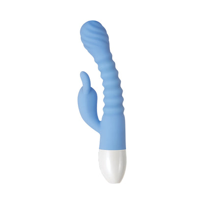 EVOLVED BENDY BUNNY RECHARGEABLE POSEABLE SILICONE RABBIT VIBRATOR BLUE