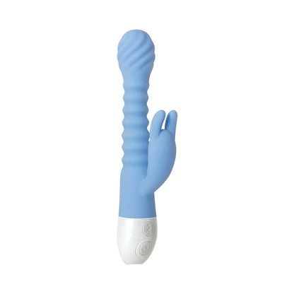 EVOLVED BENDY BUNNY RECHARGEABLE POSEABLE SILICONE RABBIT VIBRATOR BLUE