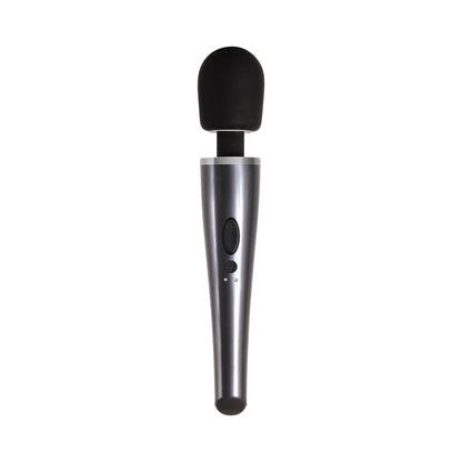EVOLVED MIGHTY METALLIC WAND RECHARGEABLE SILICONE WAND VIBRATOR CHROME/BLACK