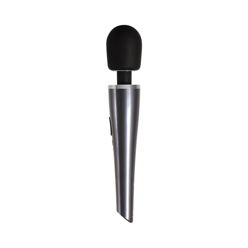 EVOLVED - MIGHTY METALLIC WAND RECHARGEABLE SILICONE WAND VIBRATOR CHROME/BLACK