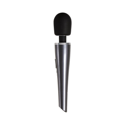 EVOLVED - MIGHTY METALLIC WAND RECHARGEABLE SILICONE WAND VIBRATOR CHROME/BLACK