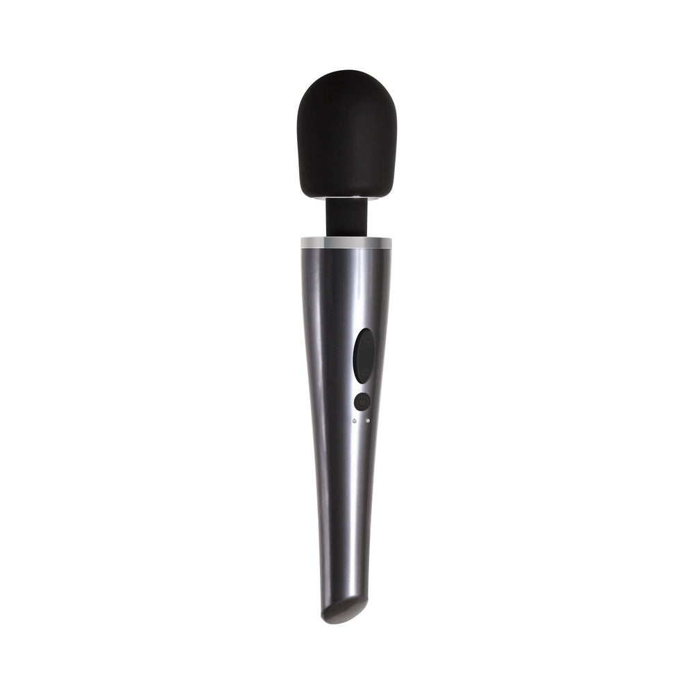 EVOLVED - MIGHTY METALLIC WAND RECHARGEABLE SILICONE WAND VIBRATOR CHROME/BLACK