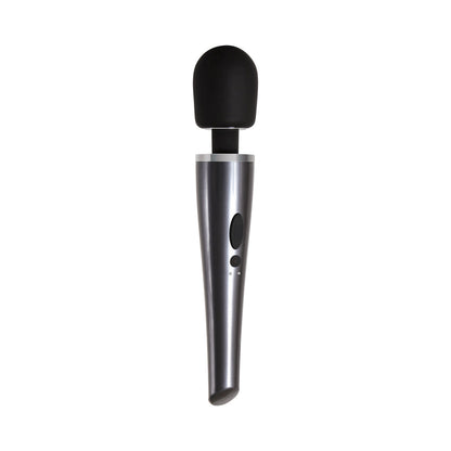 EVOLVED - MIGHTY METALLIC WAND RECHARGEABLE SILICONE WAND VIBRATOR CHROME/BLACK
