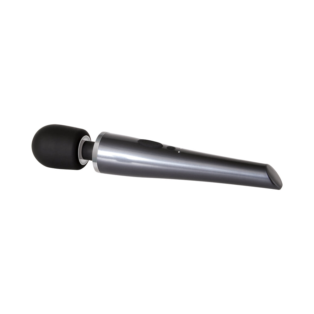 EVOLVED - MIGHTY METALLIC WAND RECHARGEABLE SILICONE WAND VIBRATOR CHROME/BLACK