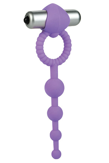 CALEXOTICS - ANILLO VIBRADOR DE SILICONA CON CUENTAS L'AMOUR PREMIUM - MORADO