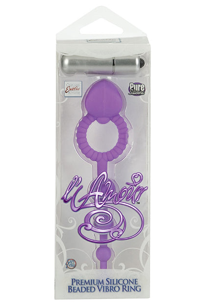 CALEXOTICS - ANILLO VIBRADOR DE SILICONA CON CUENTAS L'AMOUR PREMIUM - MORADO