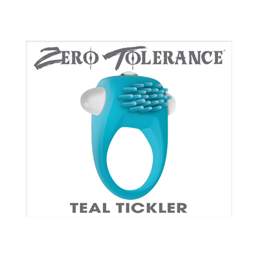 ZERO TOLERANCE - TEAL TICKLER SINGLE-SPEED VIBRATING SILICONE COCKRING TEAL