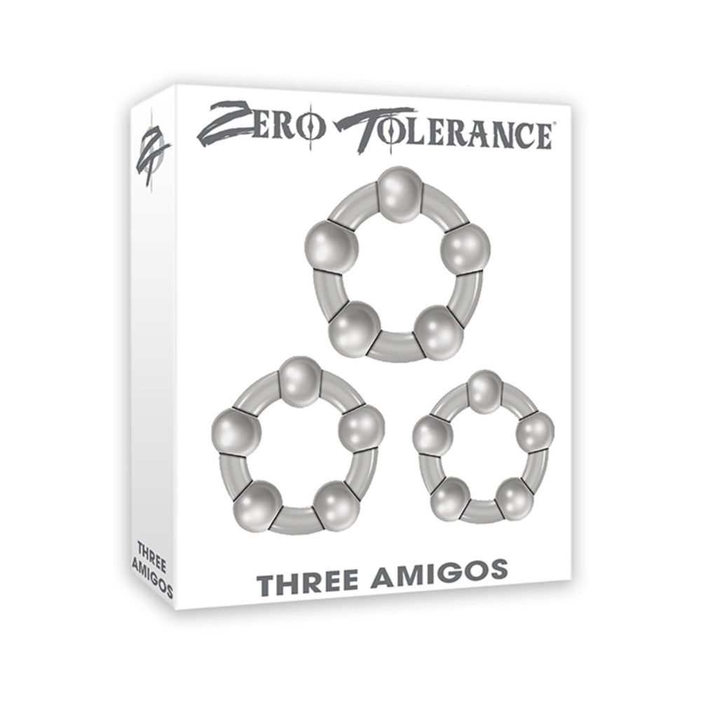 ZERO TOLERANCE - THREE AMIGOS 3-PIECE COCKRING SET CLEAR