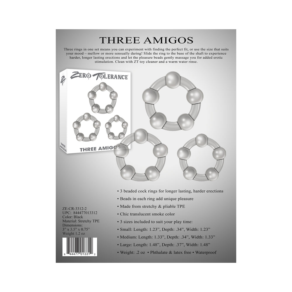 ZERO TOLERANCE - THREE AMIGOS 3-PIECE COCKRING SET CLEAR