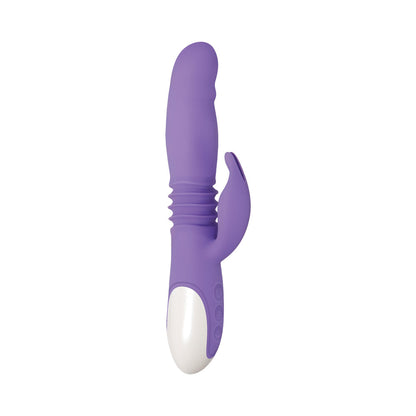 EVOLVED - THICK & THRUST BUNNY RECHARGEABLE THRUSTING SILICONE RABBIT VIBRATOR PURPLE