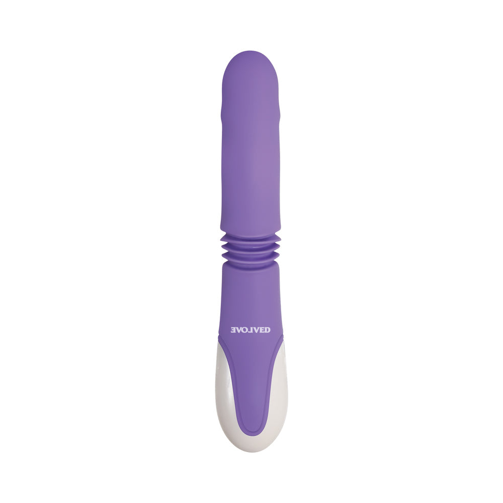 EVOLVED - THICK & THRUST BUNNY RECHARGEABLE THRUSTING SILICONE RABBIT VIBRATOR PURPLE