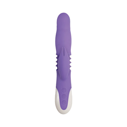 EVOLVED - THICK & THRUST BUNNY RECHARGEABLE THRUSTING SILICONE RABBIT VIBRATOR PURPLE
