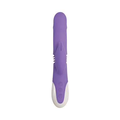 EVOLVED - THICK & THRUST BUNNY RECHARGEABLE THRUSTING SILICONE RABBIT VIBRATOR PURPLE