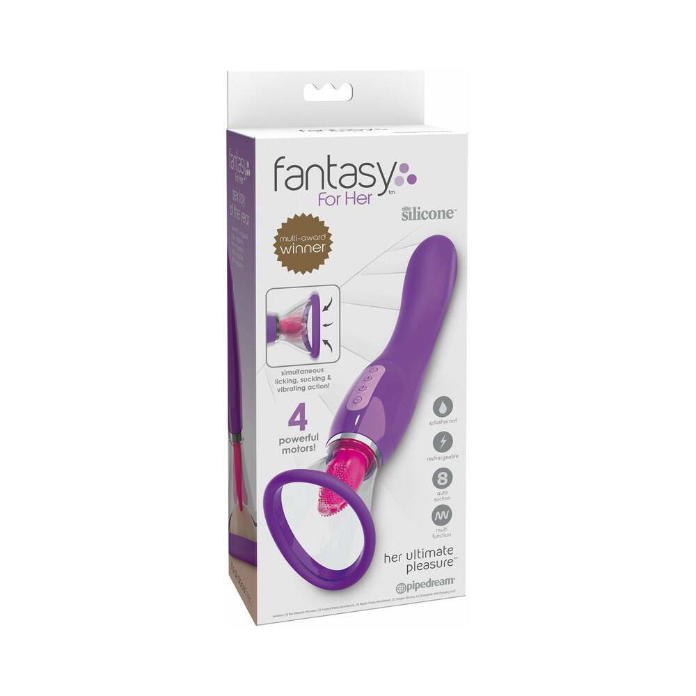 PIPEDREAM - FANTASY FOR HER HER ULTIMATE PLEASURE DUAL-ENDED VIBRATOR WITH LICKING SUCTION PURPLE