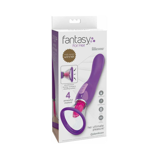 FANTASY FOR HER HER ULTIMATE PLEASURE DUAL-ENDED VIBRATOR WITH LICKING SUCTION PURPLE