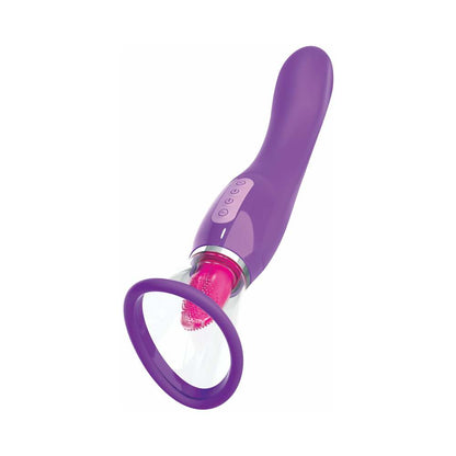 FANTASY FOR HER HER ULTIMATE PLEASURE DUAL-ENDED VIBRATOR WITH LICKING SUCTION PURPLE