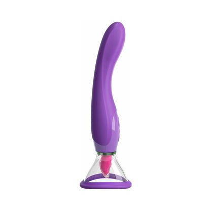 FANTASY FOR HER HER ULTIMATE PLEASURE DUAL-ENDED VIBRATOR WITH LICKING SUCTION PURPLE