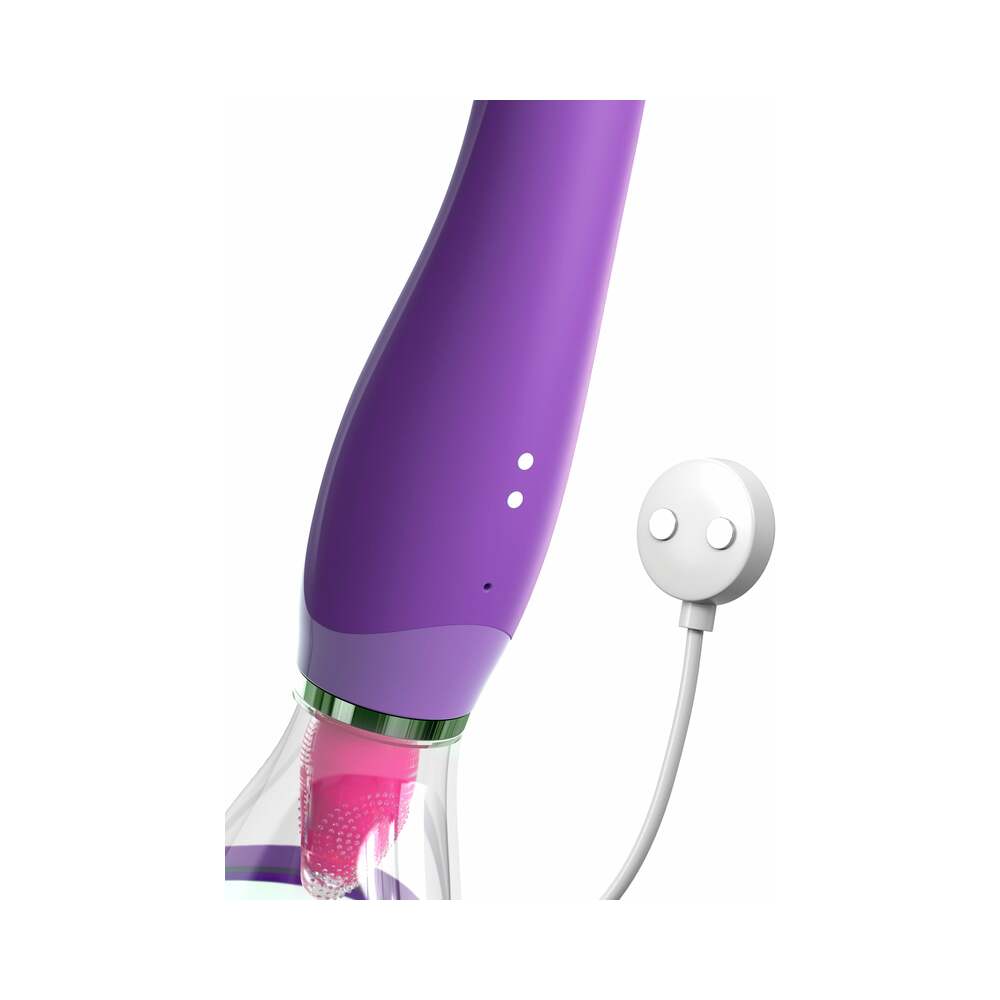 FANTASY FOR HER HER ULTIMATE PLEASURE DUAL-ENDED VIBRATOR WITH LICKING SUCTION PURPLE
