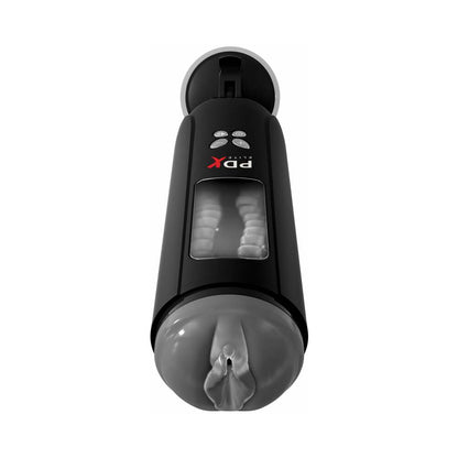 PDX BRANDS - PDX ELITE ULTIMATE MILKER GYRATING SUCTION STROKER WITH AUDIO AND SUCTION CUP CLEAR/BLACK