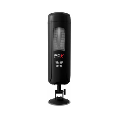 PDX BRANDS - PDX ELITE ULTIMATE MILKER GYRATING SUCTION STROKER WITH AUDIO AND SUCTION CUP CLEAR/BLACK