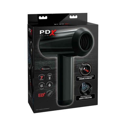 PDX ELITE HYDROBATOR RECHARGEABLE SILICONE VIBRATING AQUATIC STIMULATION STROKER BLACK