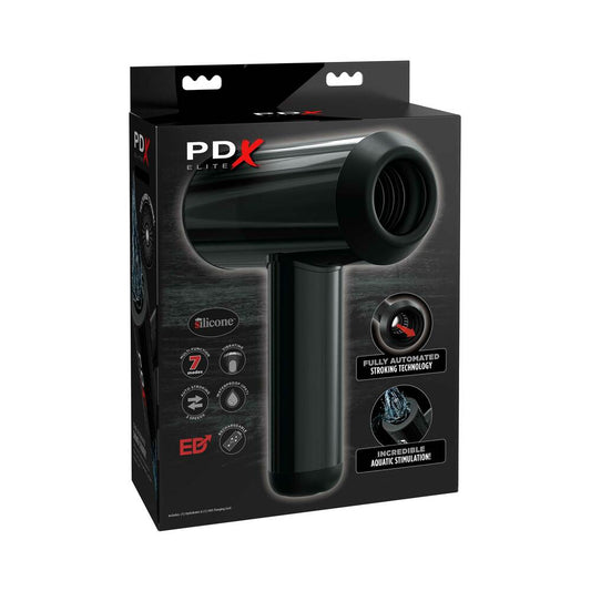 PDX ELITE HYDROBATOR RECHARGEABLE SILICONE VIBRATING AQUATIC STIMULATION STROKER BLACK