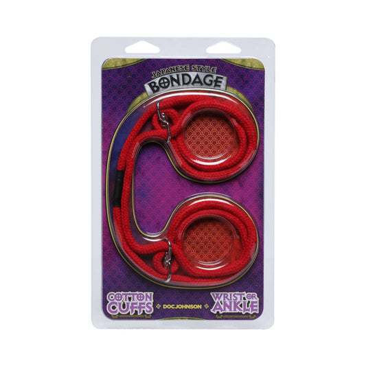 DOC JOHNSON - JAPANESE STYLE BONDAGE - 100% COTTON WRIST OR ANKLE COTTON CUFFS RED