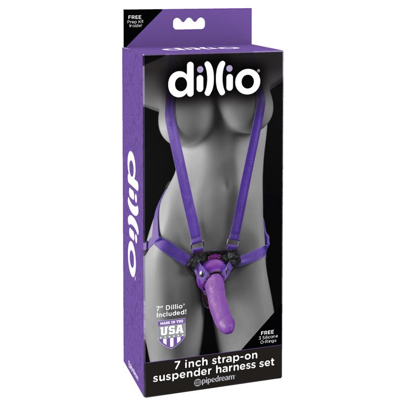 DILLIO - 7 STRAP-ON SUSPENDER HARNESS SET PURPLE