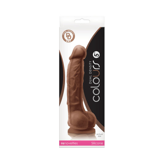 COLOURS DUAL DENSITY 5 IN. DILDO BROWN