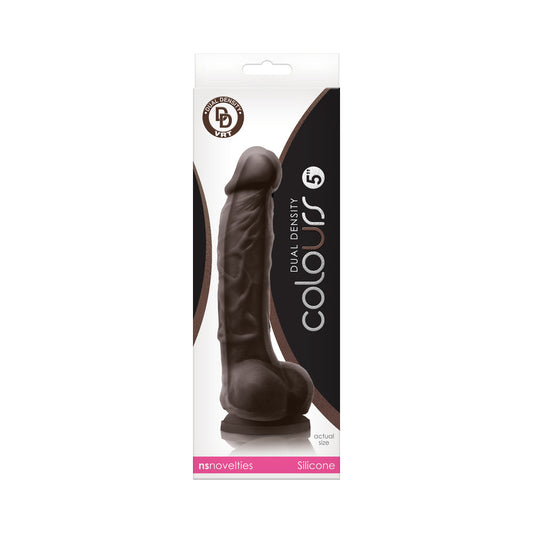 COLOURS DUAL DENSITY 5 IN. DILDO DARK BROWN