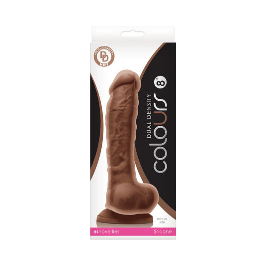 COLOURS DUAL DENSITY 8 IN. DILDO BROWN