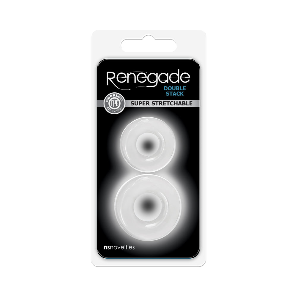 NS NOVELTIES - RENEGADE DOUBLE STACK COCK RINGS 2-PACK CLEAR