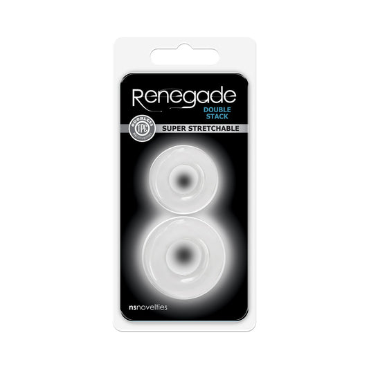 NS NOVELTIES - RENEGADE DOUBLE STACK COCK RINGS 2-PACK CLEAR