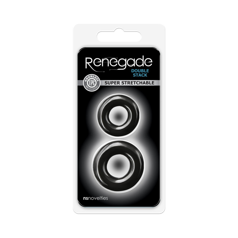NS NOVELTIES - RENEGADE DOUBLE STACK COCK RINGS 2-PACK BLACK