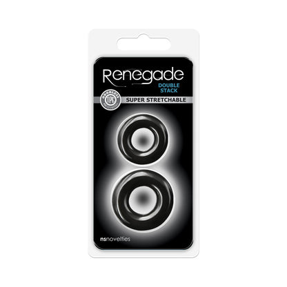 NS NOVELTIES - RENEGADE DOUBLE STACK COCK RINGS 2-PACK BLACK
