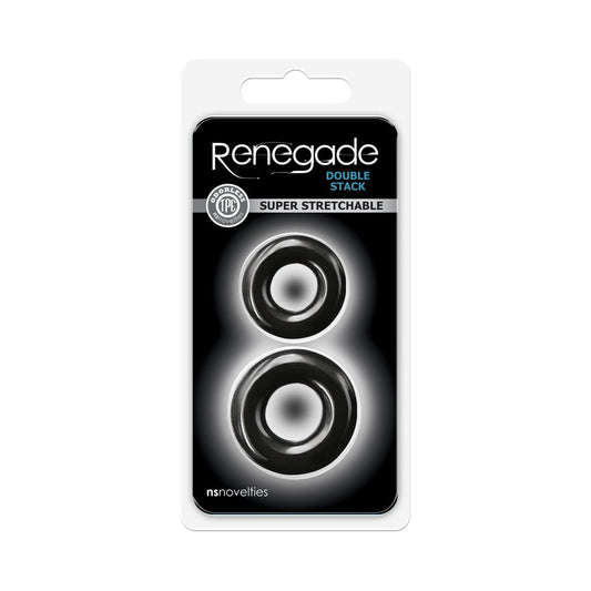 NS NOVELTIES - RENEGADE DOUBLE STACK COCK RINGS 2-PACK BLACK